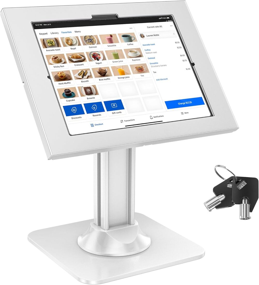 New Security Mount, Anti-Theft Tablet Kiosk Stand with 360° Swivel & 75° Tilt